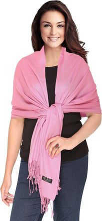 World of Shawls Luxurious 100% Kashmiri Fine Wool Pashmina Shawl Wrap Scarf (Rose Pink)