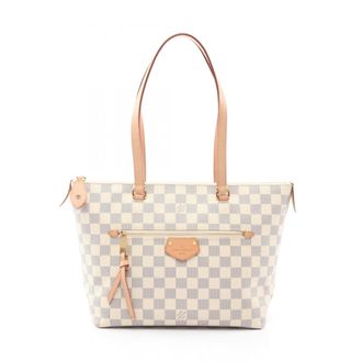 Louis Vuitton White Coated Canvas Leather Damier Azur Handbag Tote Bag (Pre-Owned)