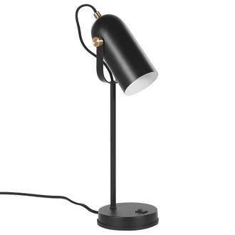 Beliani L&aacute;mpara De Mesa De Metal Negra 48 Cm Pantalla Con Foco Ajustable Estilo Industrial Tyria