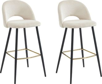 Vente-Unique Conjunto de 2 taburetes de bar de pana y metal - Crema - FINCHY de Pascal Morabito