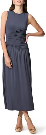 Paige Bonita Sleeveless Ruched Midi Dress in Pacificblu at Nordstrom, Size Xx-Small