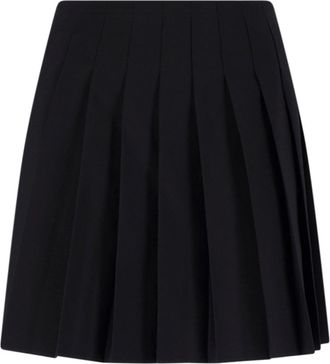 Maison Margiela Black Virgin Wool-Blend Pleated Mini Skirt