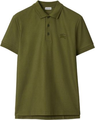 Burberry Mens Eddie Ekd Olive Green Polo Shirt Cotton - Size Medium