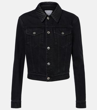 Bottega Veneta Intrecciato leather-trimmed denim jacket