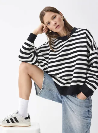 Twik Womens Twin-stripe loose sweater