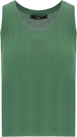 Max Mara Cose Top - Dames - Tops zonder mouwen - Groen - XS - Leer - Tops