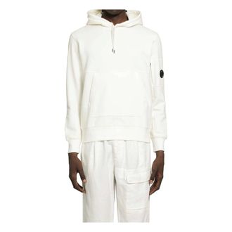 C.P. Company Hoodies, male, White, Size: XL Diagonal Raised Fleece Goggle Hooded Sweatshirt
