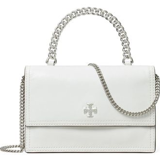 Tory Burch Kira Distressed Mini Top Handle Wallet on a Chain in Bianco at Nordstrom