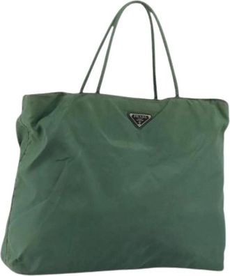 Prada Pre-owned Tote Bags, female, Green, Size: ONE SIZE Pre-owned Vintage Nylon Tote Bag