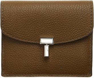 Toteme T-Lock Leather Card Holder in Dark Taupe at Nordstrom