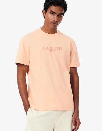 Lacoste Mens Lacoste Printed Cotton T-Shirt - Pink/Orange/Red - Size: 4 medium