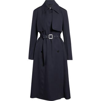 Jil Sander Belted Wool Trench Coat in Navy at Nordstrom, Size 4 Us