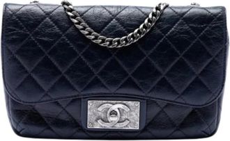 Chanel Pre-owned Vintage Quilted Crossbody Bag - Dames - Vintage Schoudertas - Blauw - ONE Size - Leer - Vintage