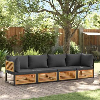 vidaXL Set Sof&aacute;s De Jard&iacute;n Con Cojines 4 Pzas Madera Maciza De Acacia Vidaxl