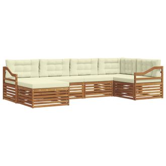vidaXL Conjunto De Sof&aacute;s De Exterior Con Coj&iacute;n 6 Pcs Natural Y Crema Vidaxl