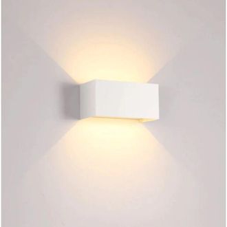 OEM Aplique De Pared Exterior Crezuo Para Balc&oacute;n, Resistente Al Agua, Led Superbrillante Con Doble Cabezal (arriba Y Abajo), 12 W, Blanco - Crezuo