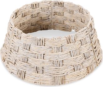 Best Choice Products 24in Basket Woven Hyacinth Christmas Tree Collar, Skirt Accessory w/ Cord Cut-Out