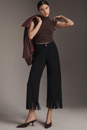 Maeve The Colette Crop Knit Fringe Pants by Maeve