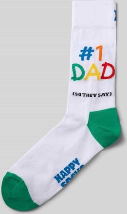 Happy Socks Socken mit Label-Print in Offwhite, Gr&ouml;&szlig;e 41-46