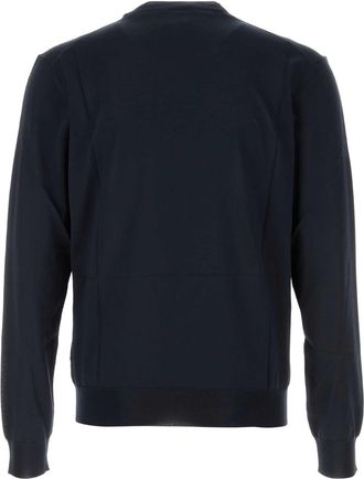 Prada Mens Recycled Silk Crew Neck Sweater Blue