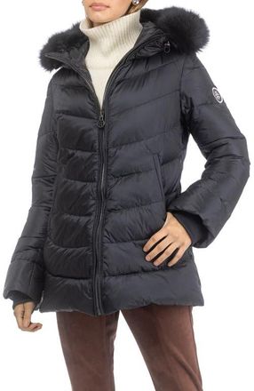 Gorski Apres-Ski Mid Jacket With Detachable Genuine Shearling Hood Trim in Black/black at Nordstrom, Size X-Large