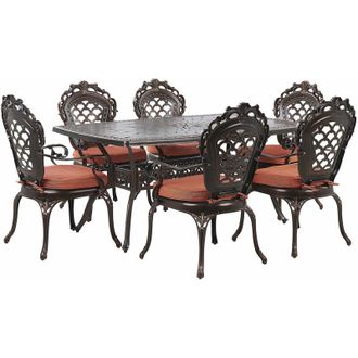 Beliani Beliani - Set di Tavolo da Pranzo da Giardino e 6 Sedie in Alluminio Marrone Lizzano