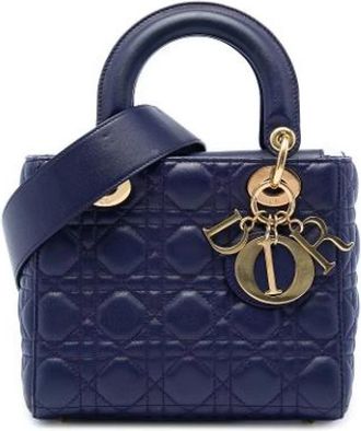 Dior Pre-owned Lady Quilted Handbag - Dames - Vintage Handtas - Blauw - ONE Size - Leer - Vintage