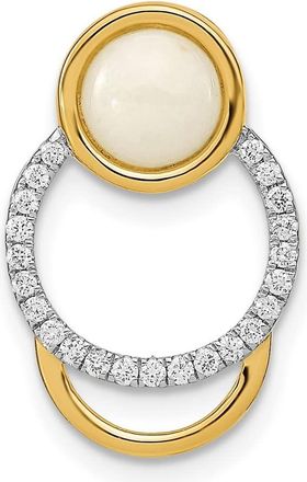 Diamond2Deal 14k Yellow Gold Diamond and Opal Circle Chain Slide
