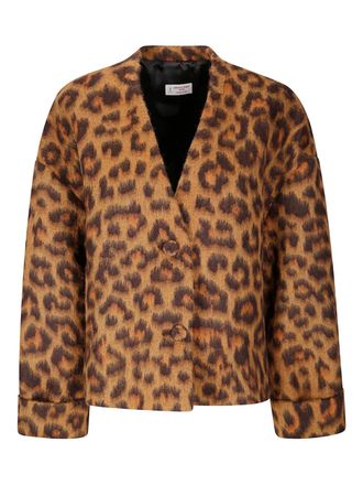 Alberto Biani leopard-print button jacket - Brown