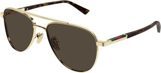 Gucci Aviator Frame Zonnebril - Heren - Zonnebrillen - Geel - 56 MM - Accessoires