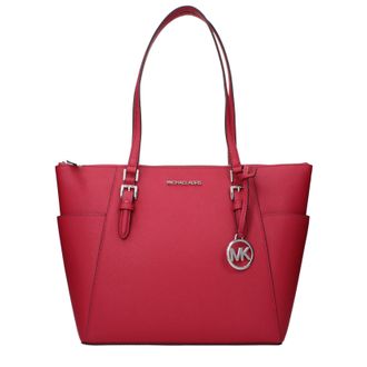 Michael Kors Charlotte Damens Umh&auml;ngetasche Leder Rot/Dunkle Himbeere