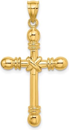 Diamond2Deal 14k Yellow Gold Polished Cylinder Cross Charm