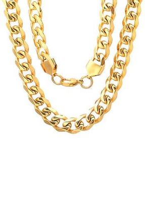Steeltime Mens Curb Link Chain Necklace in Gold at Nordstrom Rack, Size 24