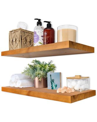 Sorbus Set Of 2 24In Solid Wood Floating Shelves