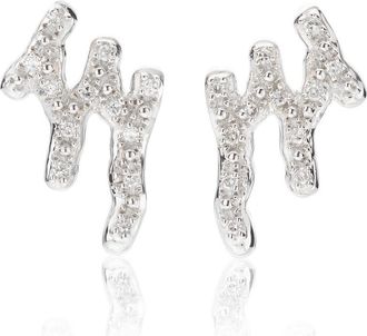 Monica Vinader Sterling Silver Riva Waterfall Stud Diamond Earrings Diamond