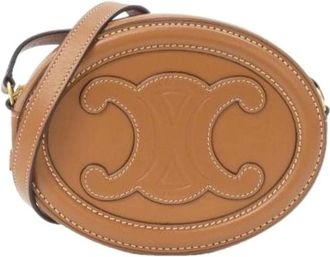 Celine Pre-owned Cross Body Bags, female, Brown, Size: ONE SIZE Pre-owned Cross Body Oval Purse Calf Shoulder Bag