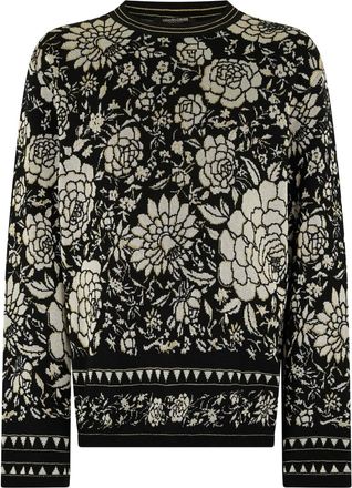 Roberto Cavalli Maglione a fiori - Nero