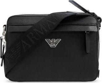 Emporio Armani Textured Crossbody Bag - Heren - Schoudertassen - Zwart - ONE Size - Tassen