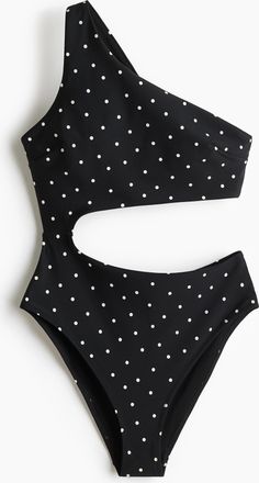 H&M One-Shoulder-Badeanzug mit wattierten Cups - Schwarz