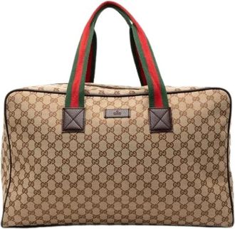 Gucci Vintage, unisex, Beige, ONE Size, Leer, Pre-owned Travel Bag
