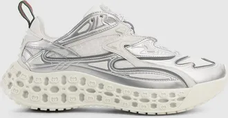 Gucci Womens Gucci Cub3d Sneaker, Silver, Leather