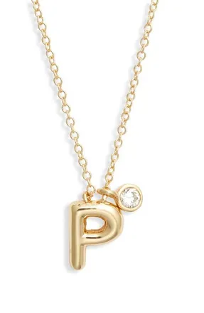 Chelsea28 Goldtone Initial Pendant Necklace in P- Clear- Gold at Nordstrom