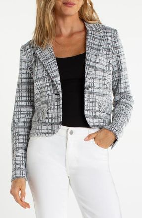 Liverpool L.A. Plaid Crop Blazer in Black/White Plaid at Nordstrom, Size X-Small