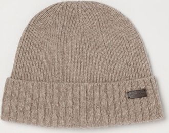 Barbour Beanie Carlton in misto lana a coste con risvolto e patch logo