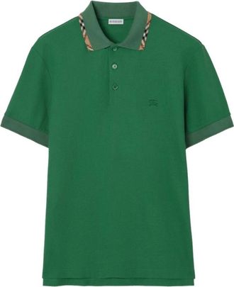 Burberry Tops, Heren, Groen, M, Katoen, Logo Katoenen Poloshirt