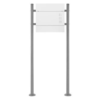 ECD Germany Ecd Germany Buz&oacute;n Correos De Pie 37 X 10,5 X 36,5cm Acero Dise&ntilde;o Moderno Blanco Y Soporte Pedestal Plateado 120cm Altura Portal Compartimiento Integra