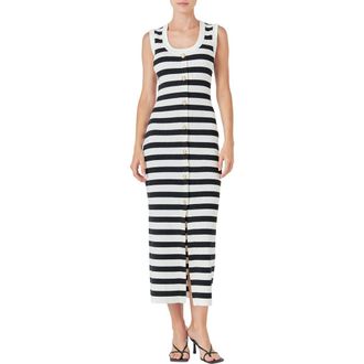 endless rose Stripe Knit Midi Dress in White/Black at Nordstrom, Size X-Small