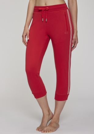 H.I.S Relax-Caprihose H.I.S, Damen, Gr. XL (48/50), N-Gr, rot, Interlock, Obermaterial: 100% Baumwolle, unifarben mit Farbeinsatz, bequem ca. Mitte Wade, Ho