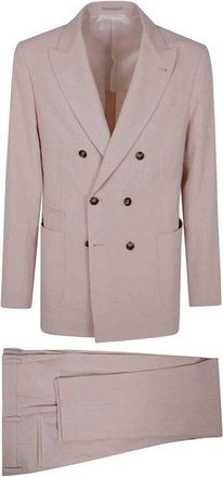 Brunello Cucinelli Cherry Blossom Linen Double-Breasted Suit, Brand Size 48 (US Size 38)