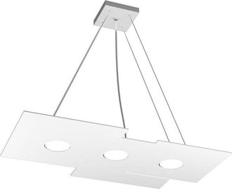 Top-Light Sospensione Moderna Rettangolare Plate Metallo Bianco 3 Luci Gx53